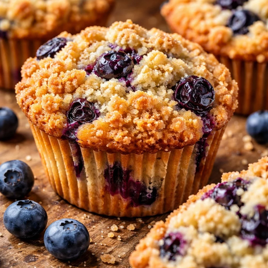 Bakery-Style Blueberry Streusel Muffins