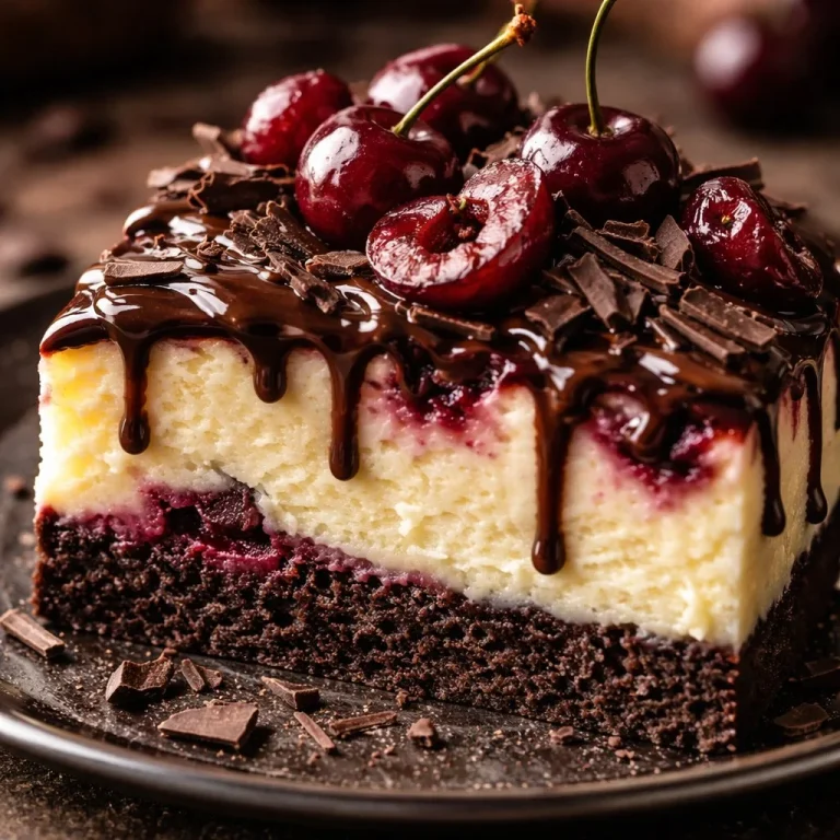 Delicious Black Forest Cheesecake Symphony with chocolate and cherries