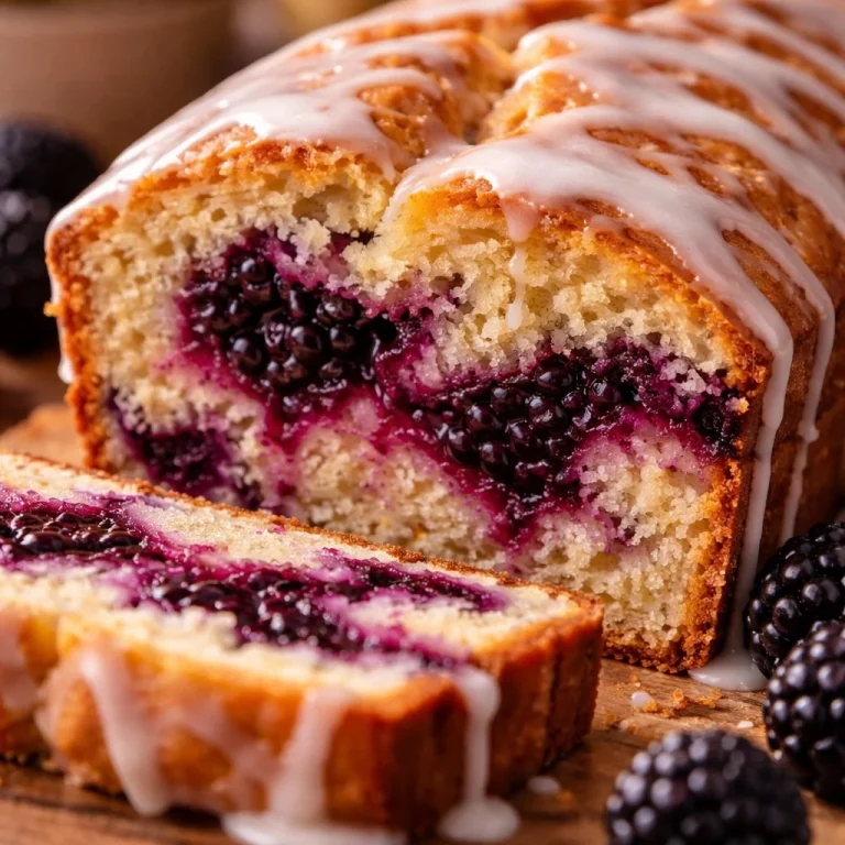 Freshly baked blackberry loaf with juicy blackberries and a golden crust