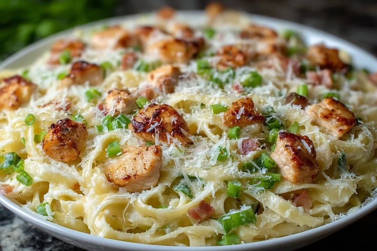 Delicious Buffalo Chicken Alfredo Pasta served on a plate