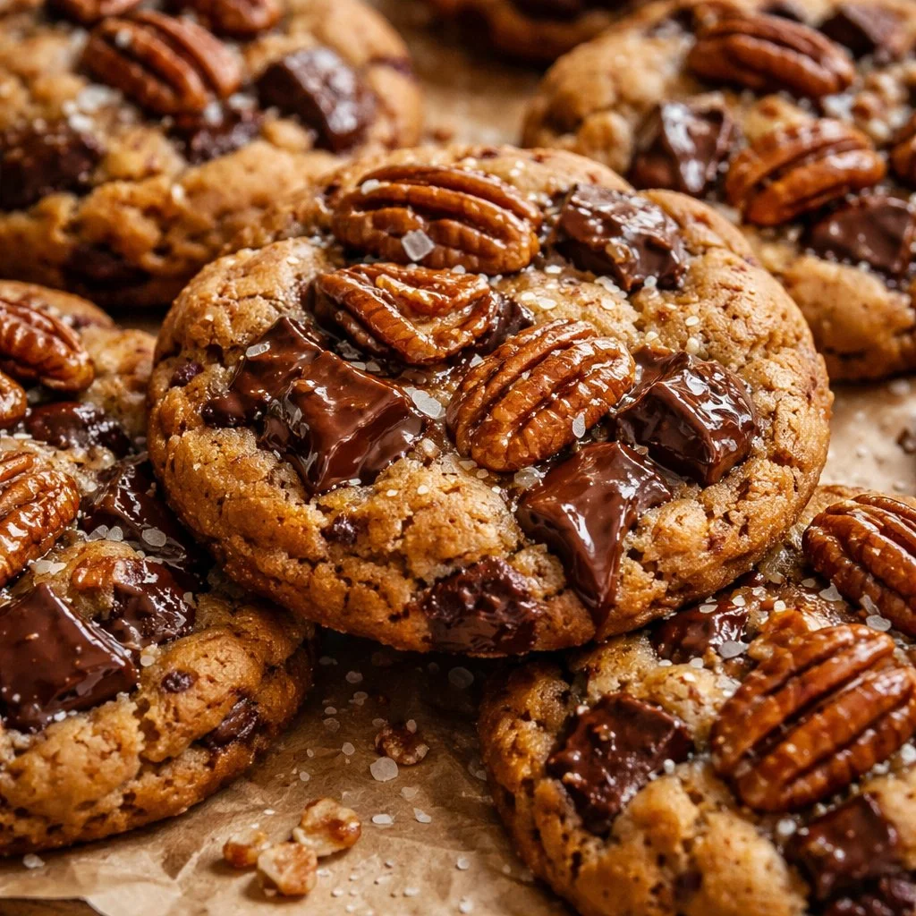 Delicious homemade butter pecan cookies on a baking sheet