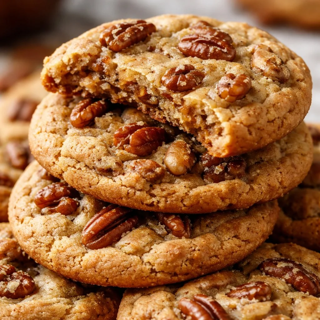 Delicious Butter Pecan Cookies with nuts, fresh out of the oven