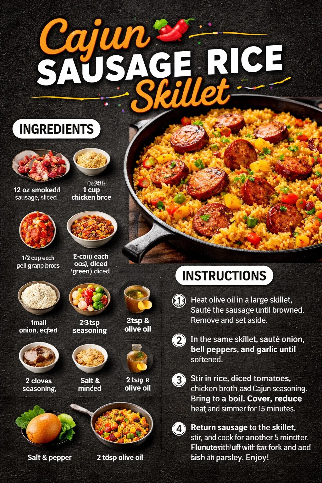 Cajun Sausage and Rice Skillet