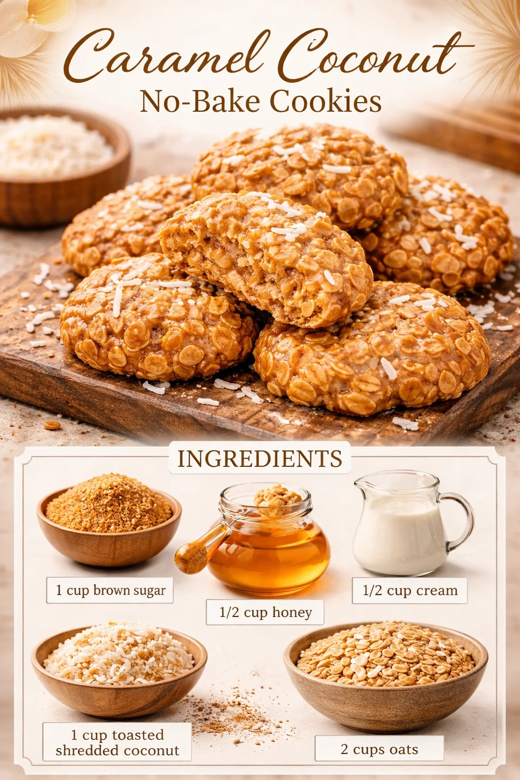 Caramel Coconut No-Bake Cookies