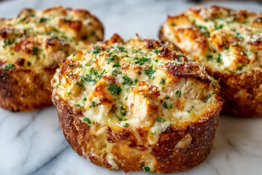 Delicious Chicken Alfredo served in garlic bread bowls