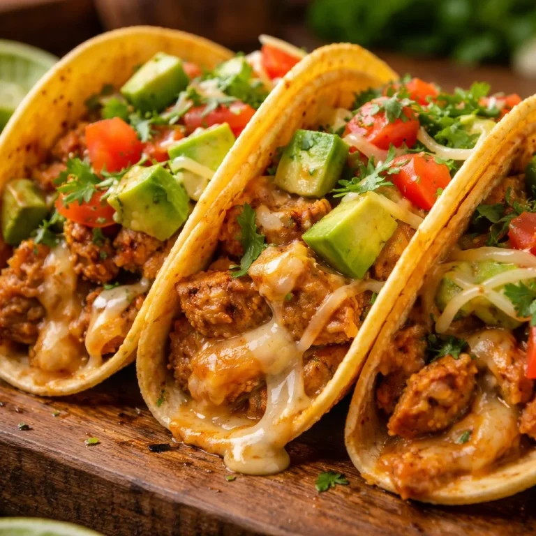 Delicious Chicken Cheese Tacos with fresh ingredients and melted cheese