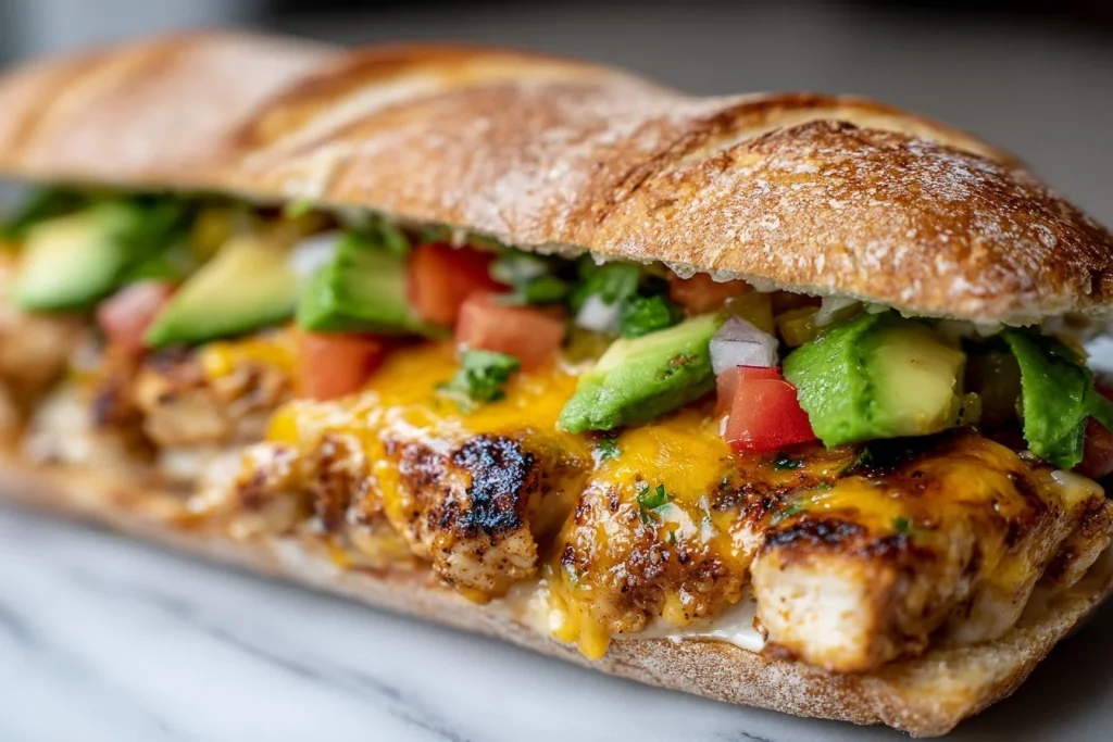 Delicious Chicken Torta Sandwich served with fresh veggies and sauce