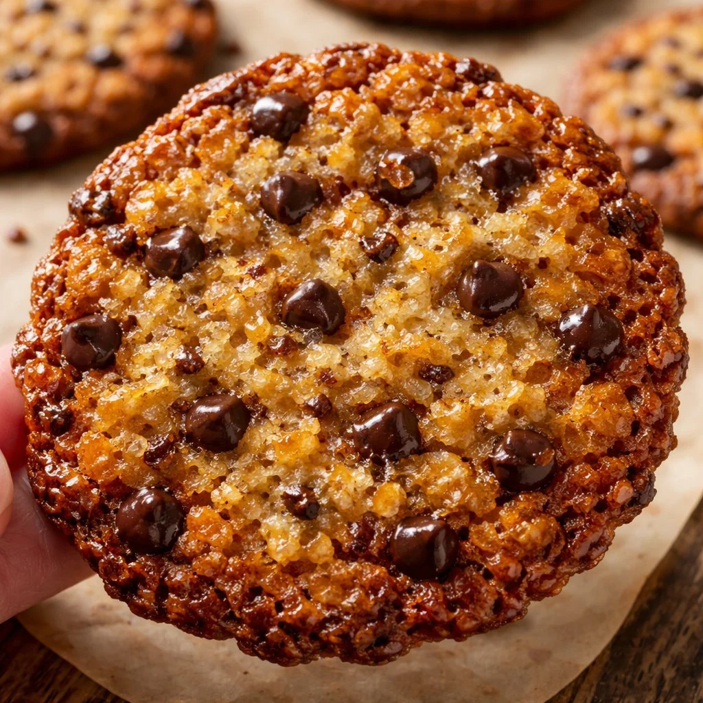 Homemade Chocolate Florentine Lace Cookies on a plate