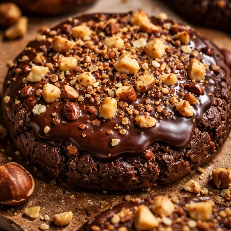 Chocolate Hazelnut Crunch Cookies with a crispy texture and rich flavors.
