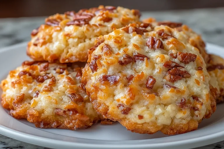 Homemade Coconut Pecan Toffee Cookies with toasted coconut and pecans