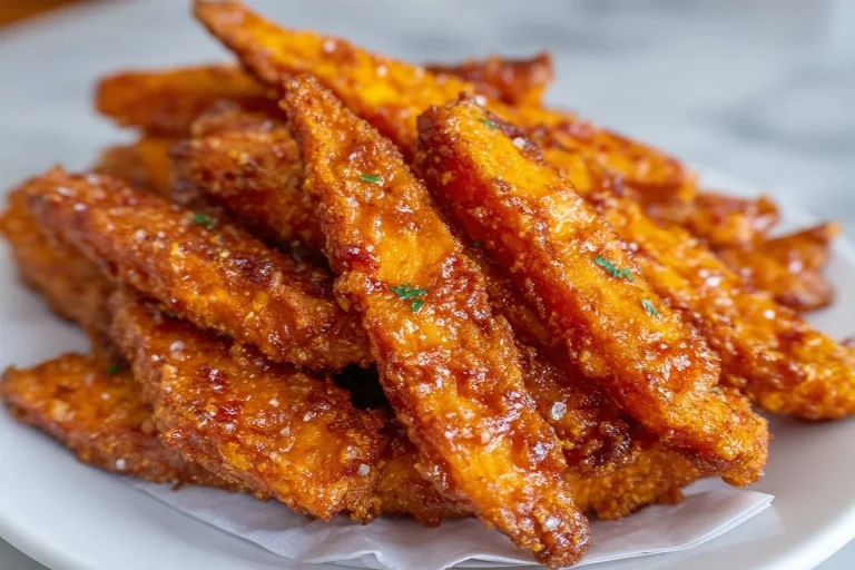 Crispy oven baked sweet potato fries served with dipping sauce