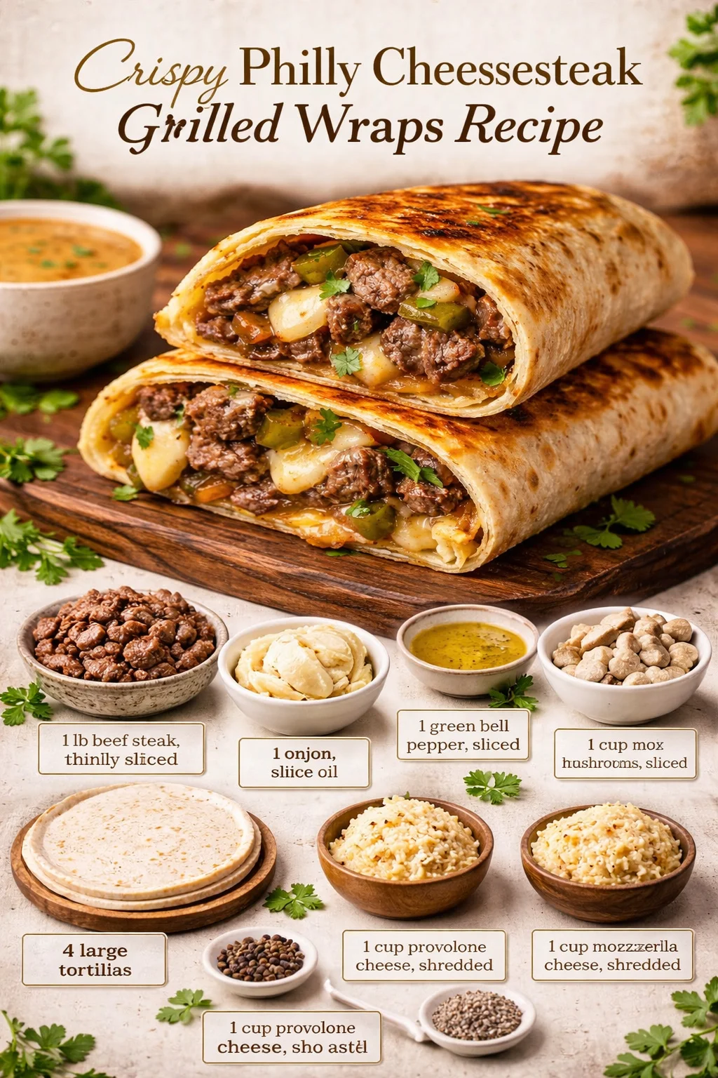Crispy Philly Cheesesteak Grilled Wraps