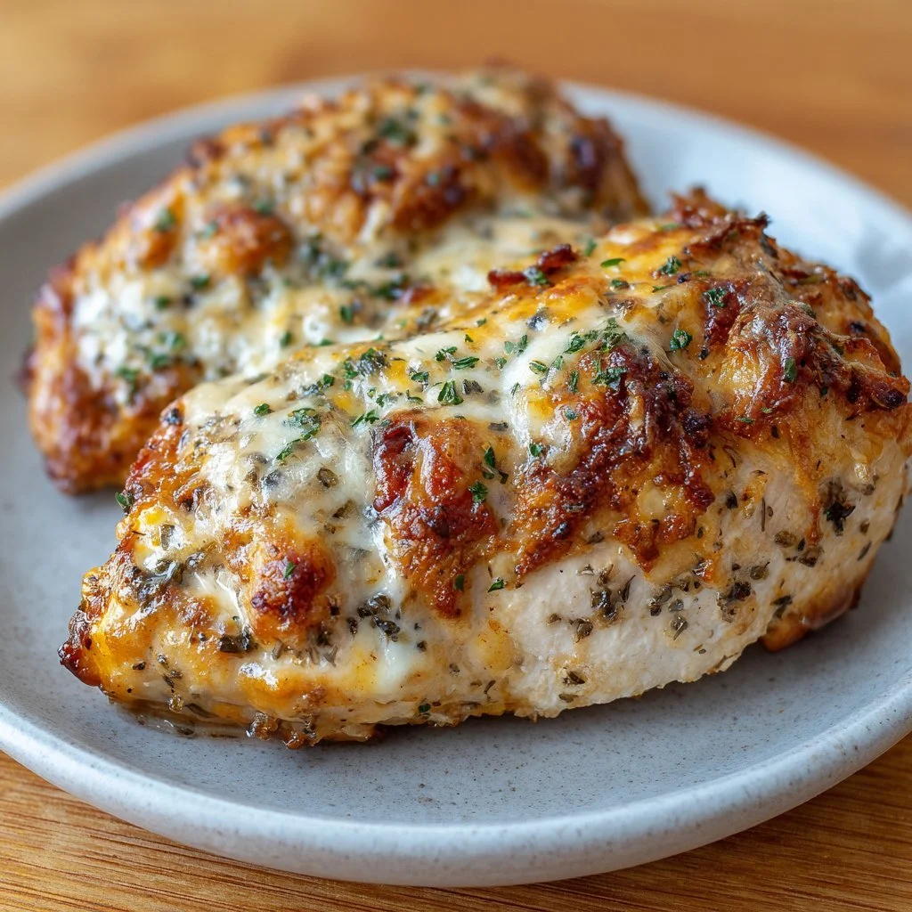Crock Pot Angel Chicken served on a plate with herbs