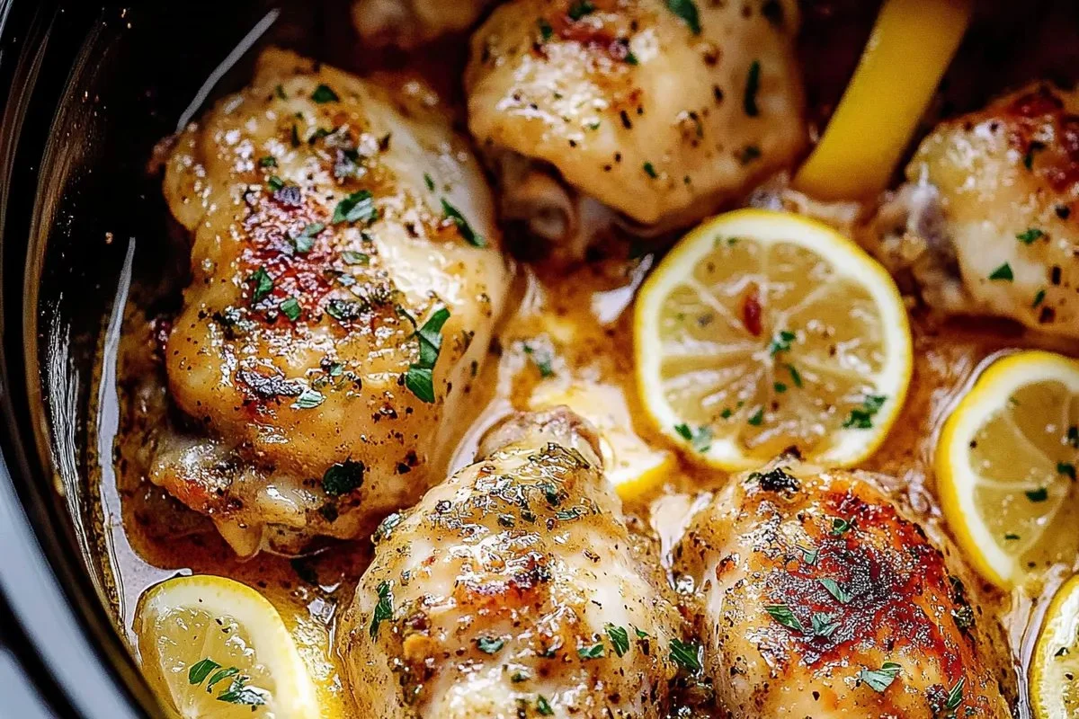 Crock Pot Lemon Garlic Butter Chicken Thighs Recipe