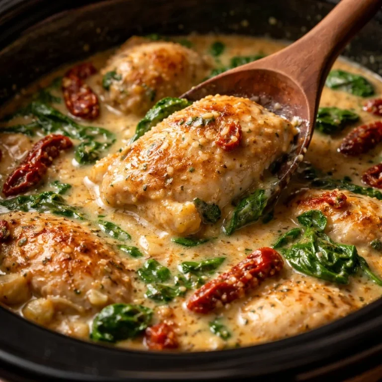 Crock-Pot Tuscan Chicken Thighs served on a plate with herbs