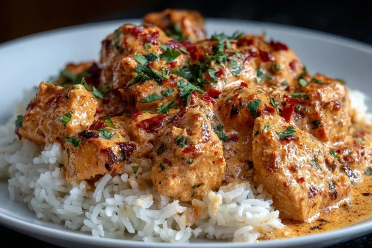 Crockpot Coconut Curry Chicken served in a bowl with fresh herbs