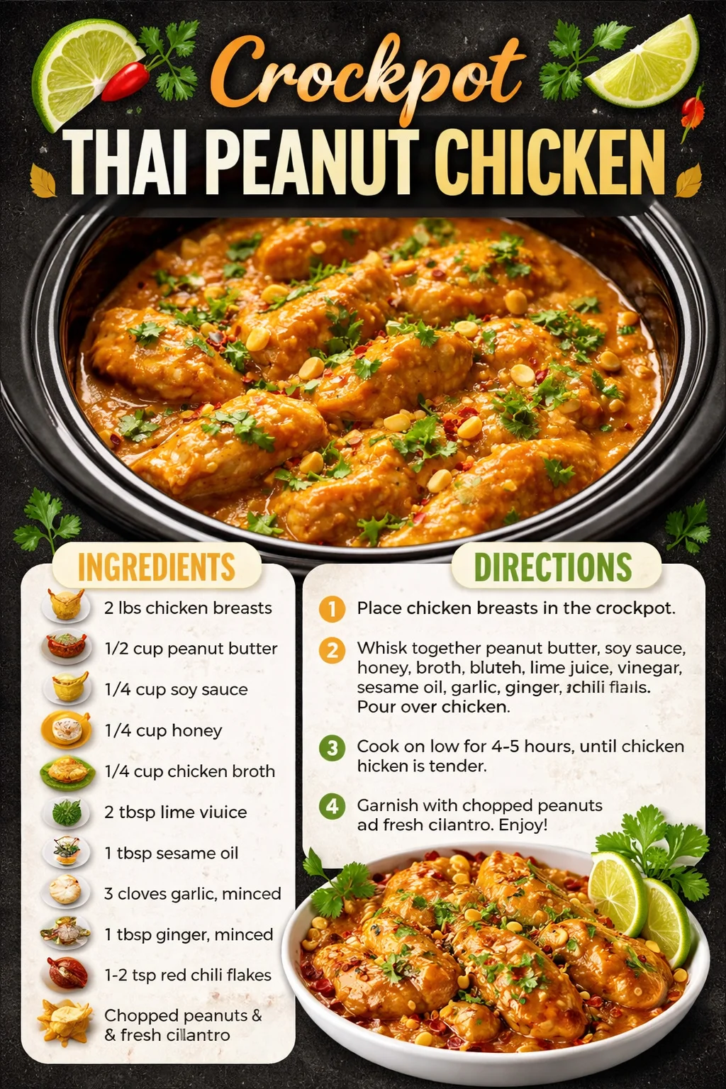 Crockpot Thai Peanut Chicken