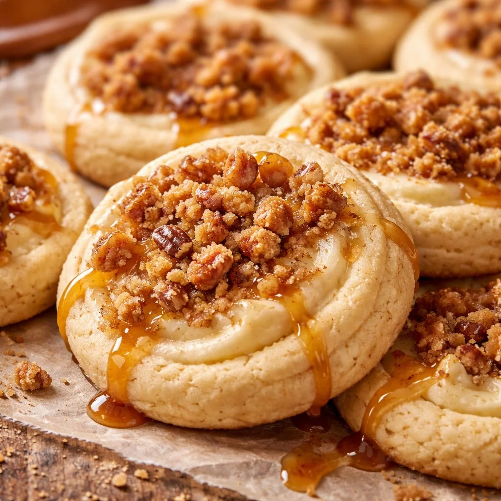 Decadent cream cheese cookies on a cooling rack, showcasing their soft texture.