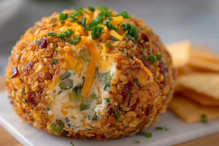 Delicious Dill Pickle Cheese Ball served on a platter with crackers