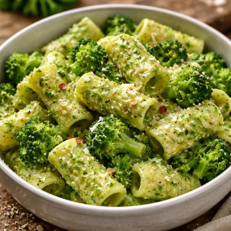 Bowl of easy healthy broccoli pasta with garlic and parmesan cheese