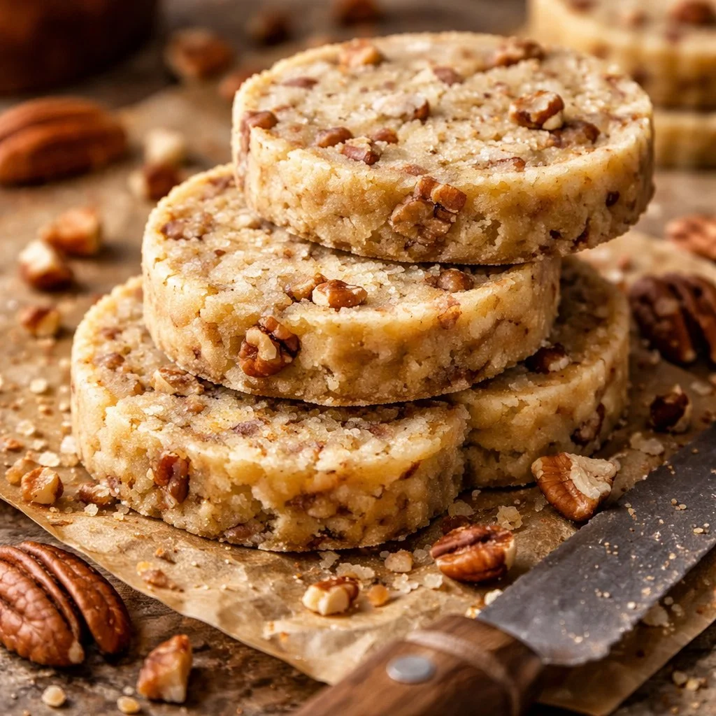 Easy Pecan Sandies Slice-and-Bake Shortbread Cookies
