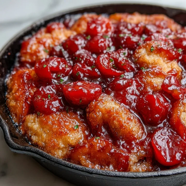 Homemade easy skillet plum cobbler served in a cast-iron skillet.