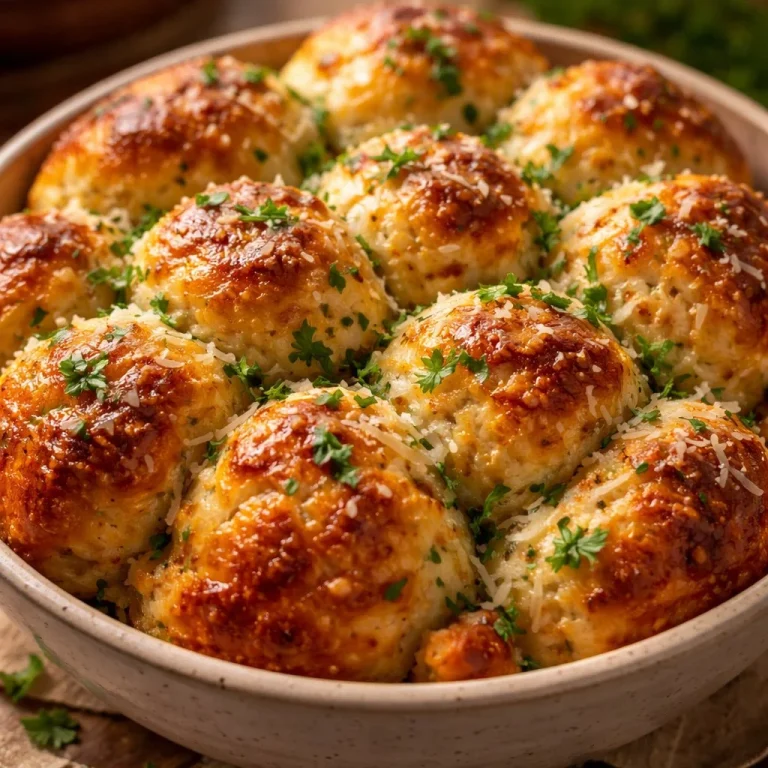 Garlic Parmesan Monkey Bread served with herbs and melted cheese.