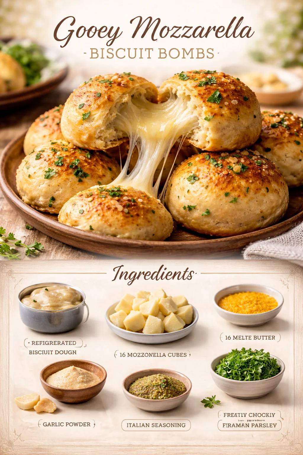 Gooey Mozzarella Biscuit Bombs