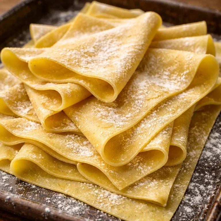 Homemade lasagna noodles prepared and ready for layering in a classic Italian dish.