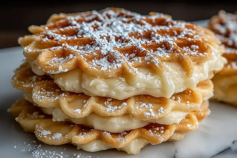 Plate of traditional Italian Pizzelle Cookies for holiday celebration