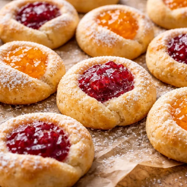 Freshly baked Kolachki pastries with fruit filling