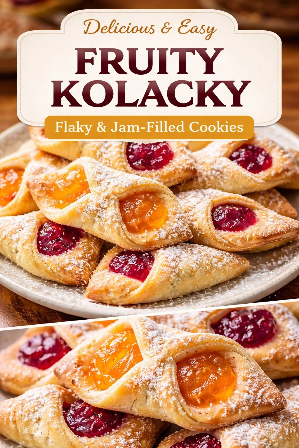 Delicious homemade Kolacky pastries filled with fruit preserves.