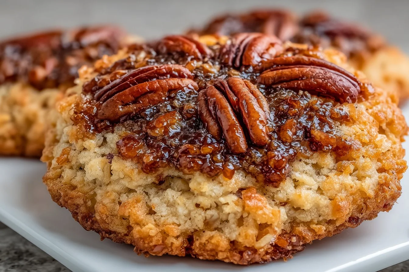 Delicious homemade Maple Pecan Oatmeal Cookies on a baking tray