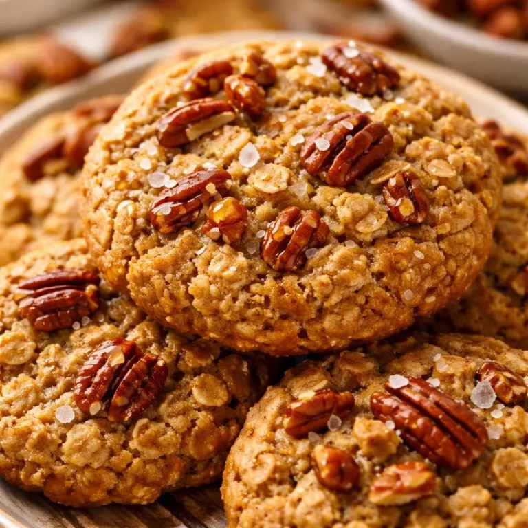 Delicious maple pecan oatmeal cookies arranged on a plate