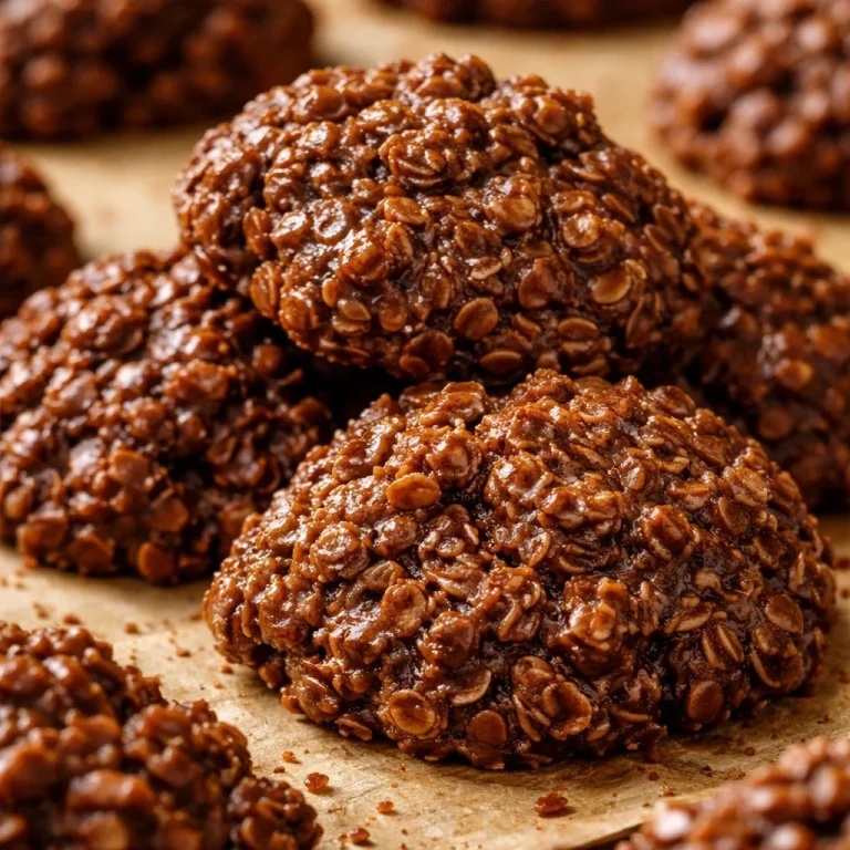 No-bake chocolate oatmeal coconut cookies on a plate, ready to enjoy.