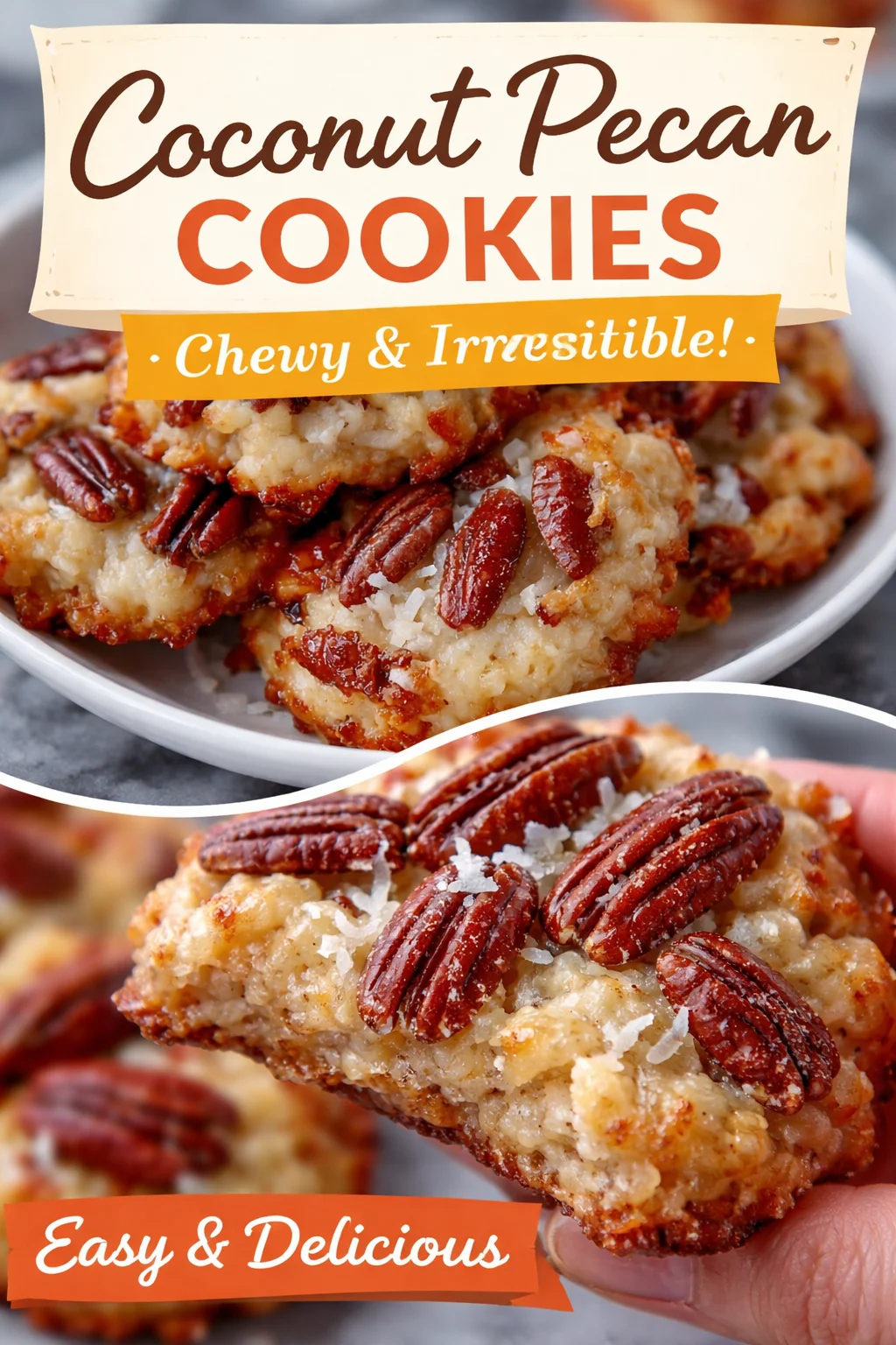 No-Bake Coconut Pecan Praline Cookies