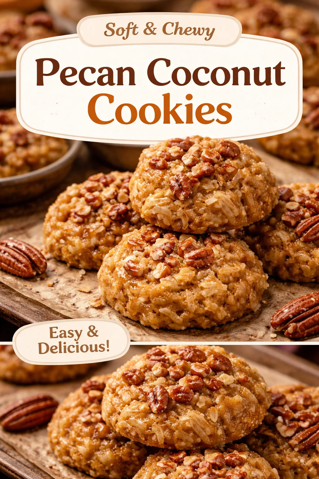 No-Bake Coconut Pecan Praline Cookies