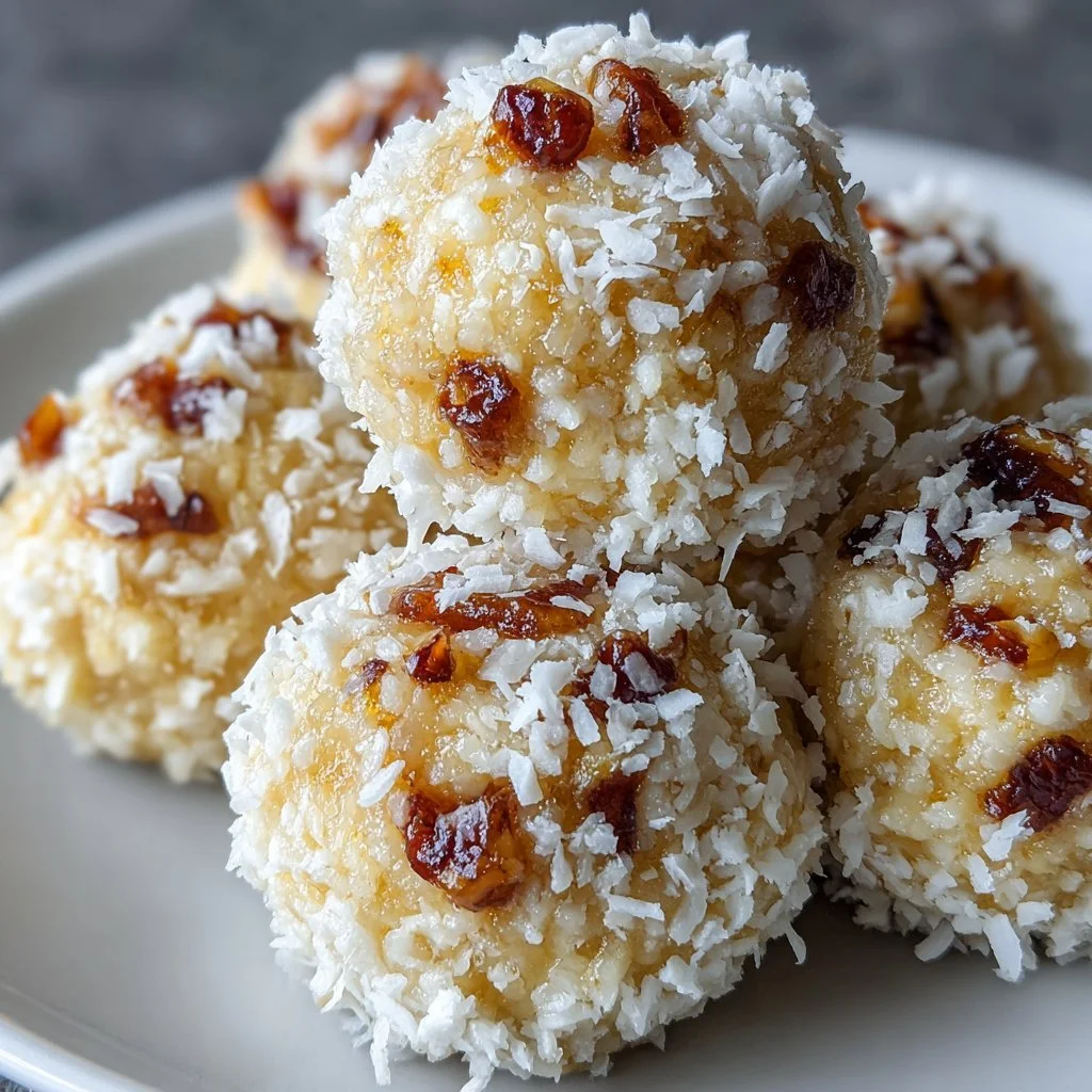 No bake coconut praline cookies on a plate