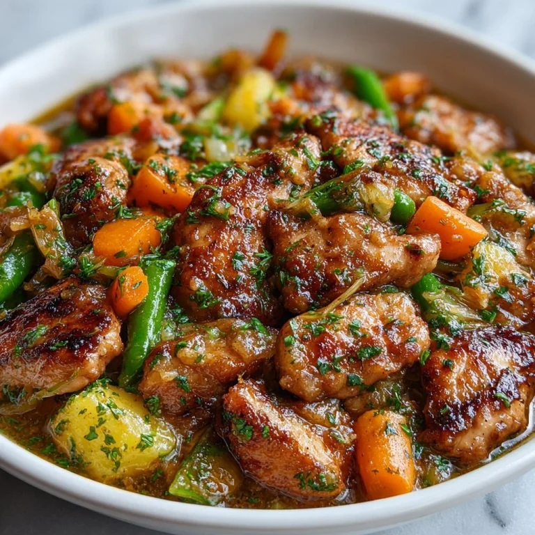 No-Fuss Chicken Dump Recipe with cooked chicken and vegetables in a dish