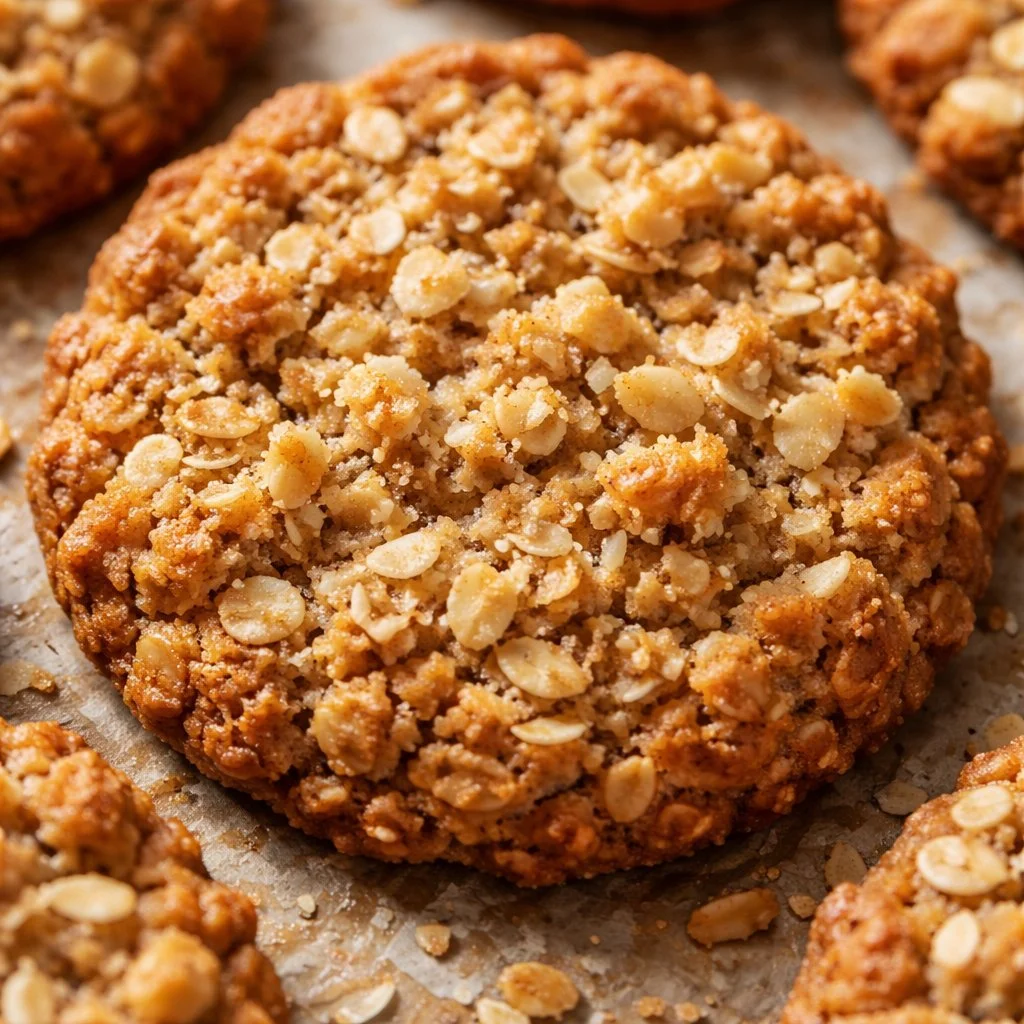 Freshly baked Oatmeal Coconut Cookies on a cooling rack