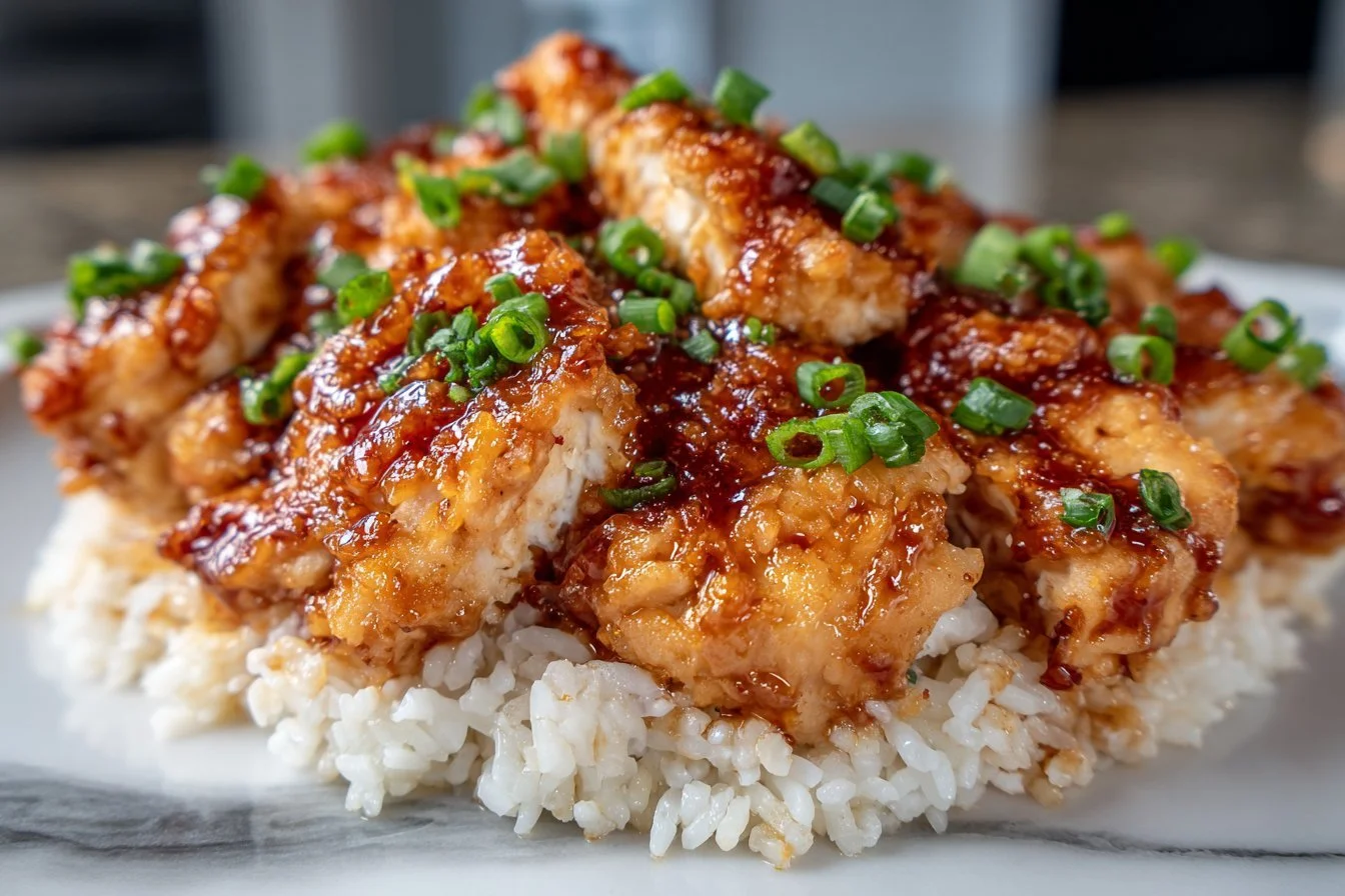 One-Pan Bold Honey BBQ Chicken Rice dish ready to serve
