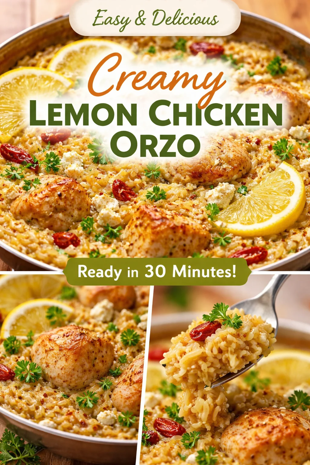 One-Pot Feta Lemon Chicken Orzo