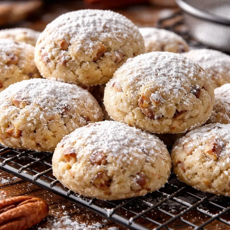 Batch of delicious Pecan Meltaways cookies on a plate