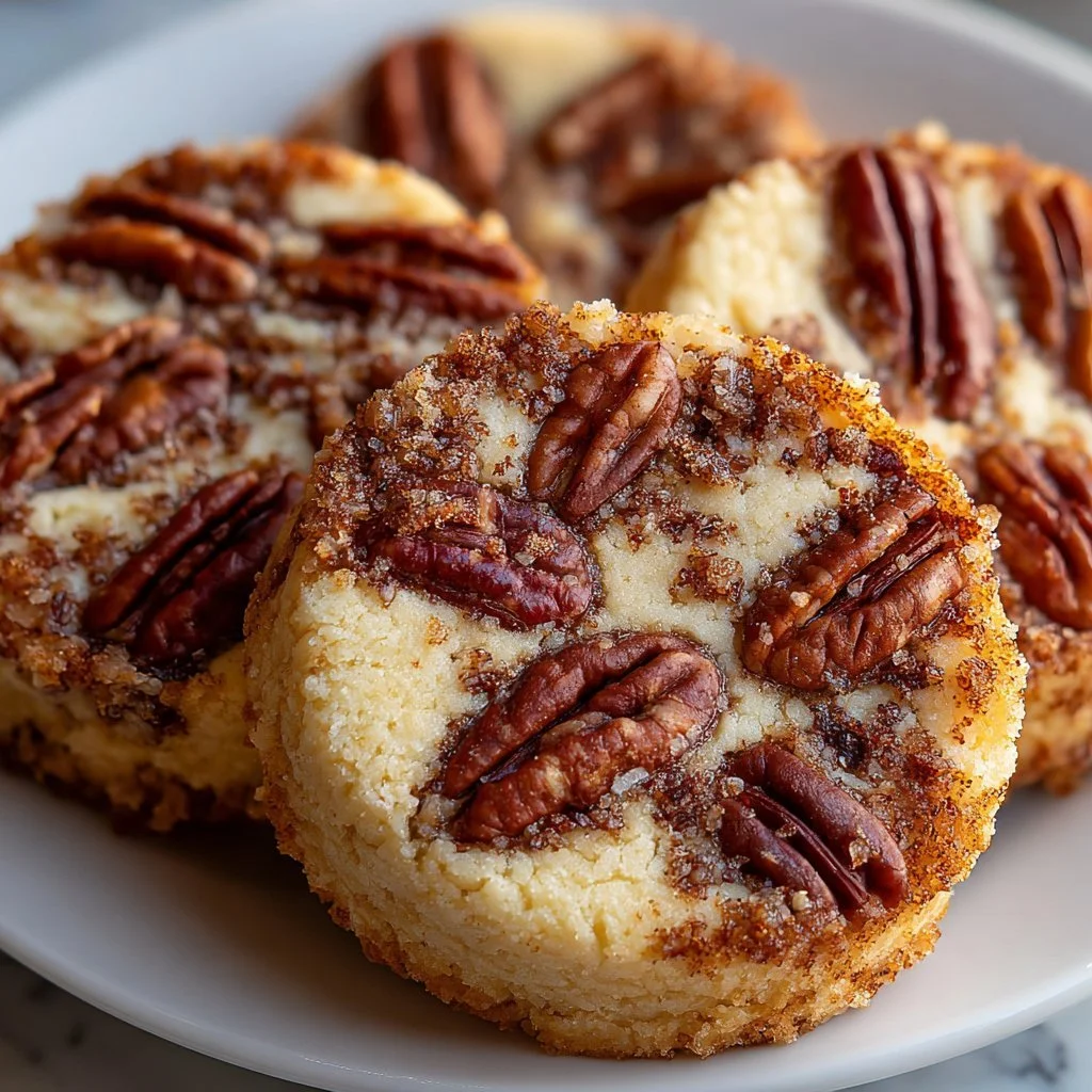 Platter of delicious homemade pecan shortbread cookies with a cup of tea