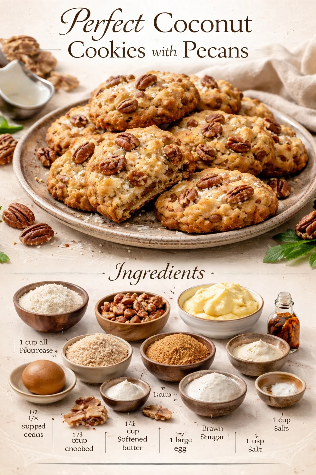Perfect Coconut Cookies with Pecans