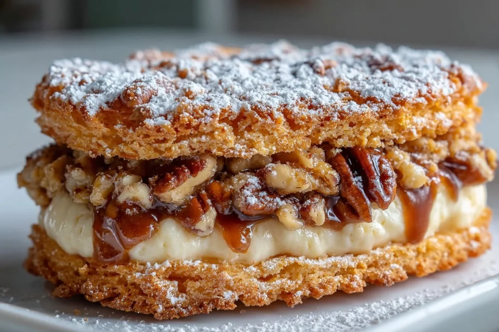 Freshly baked Sand Tarts decorated with powdered sugar