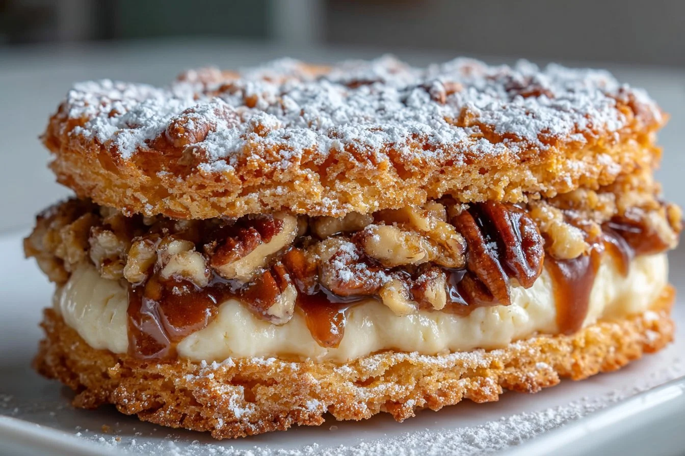 Freshly baked Sand Tarts decorated with powdered sugar