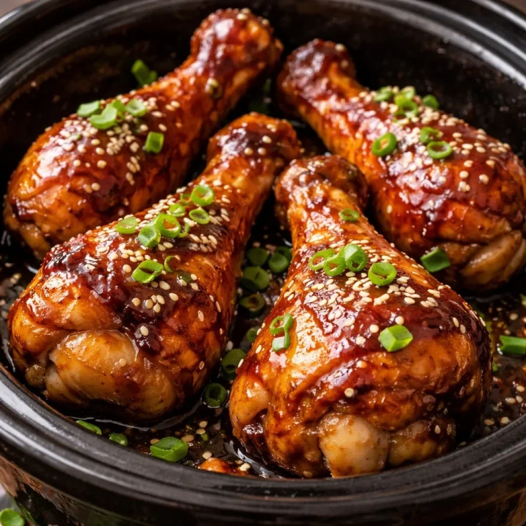 Slow Cooker Asian Glazed Chicken Drumsticks served with vegetables