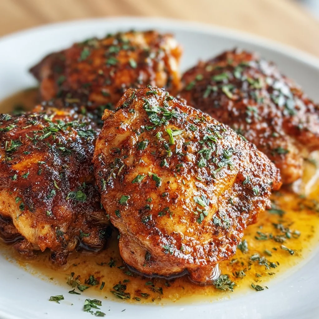 Delicious slow cooker chicken thighs simmered to perfection.