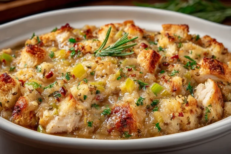 Slow Cooker Chicken with Stuffing dish ready to serve